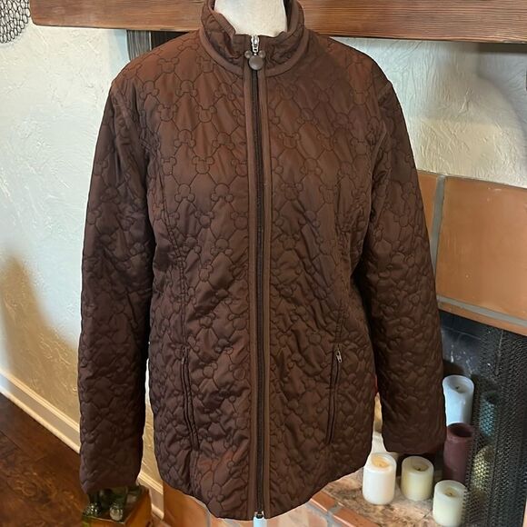 Vintage Walt Disney World Brown Quilted Mickey Mouse  Jacket, M! - Picture 1 of 11